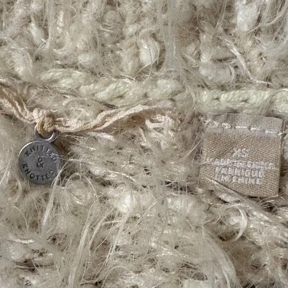 EXCELLENT Anthropologie Knitted & Knotted Ivory Fuzzy Snowfrost Sweater XS - Picture 6 of 12